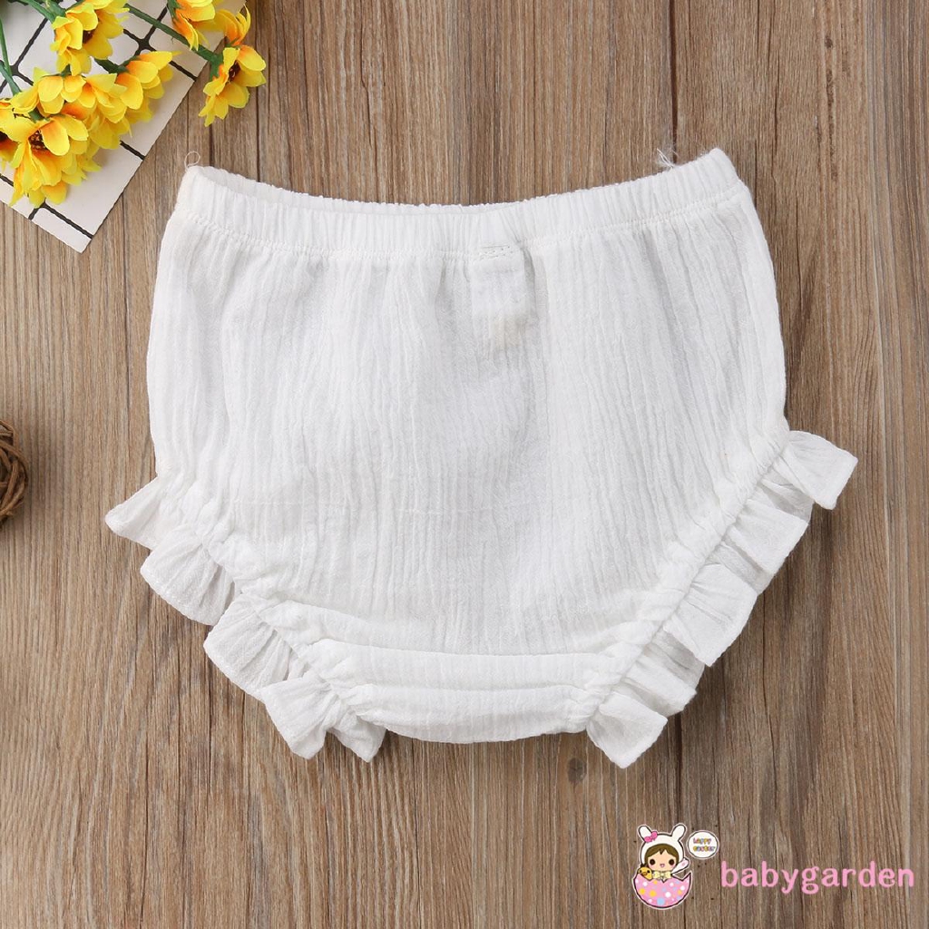 Quần đùi cotton phối kiểu nhún bèo xinh xắn dành cho bé gái