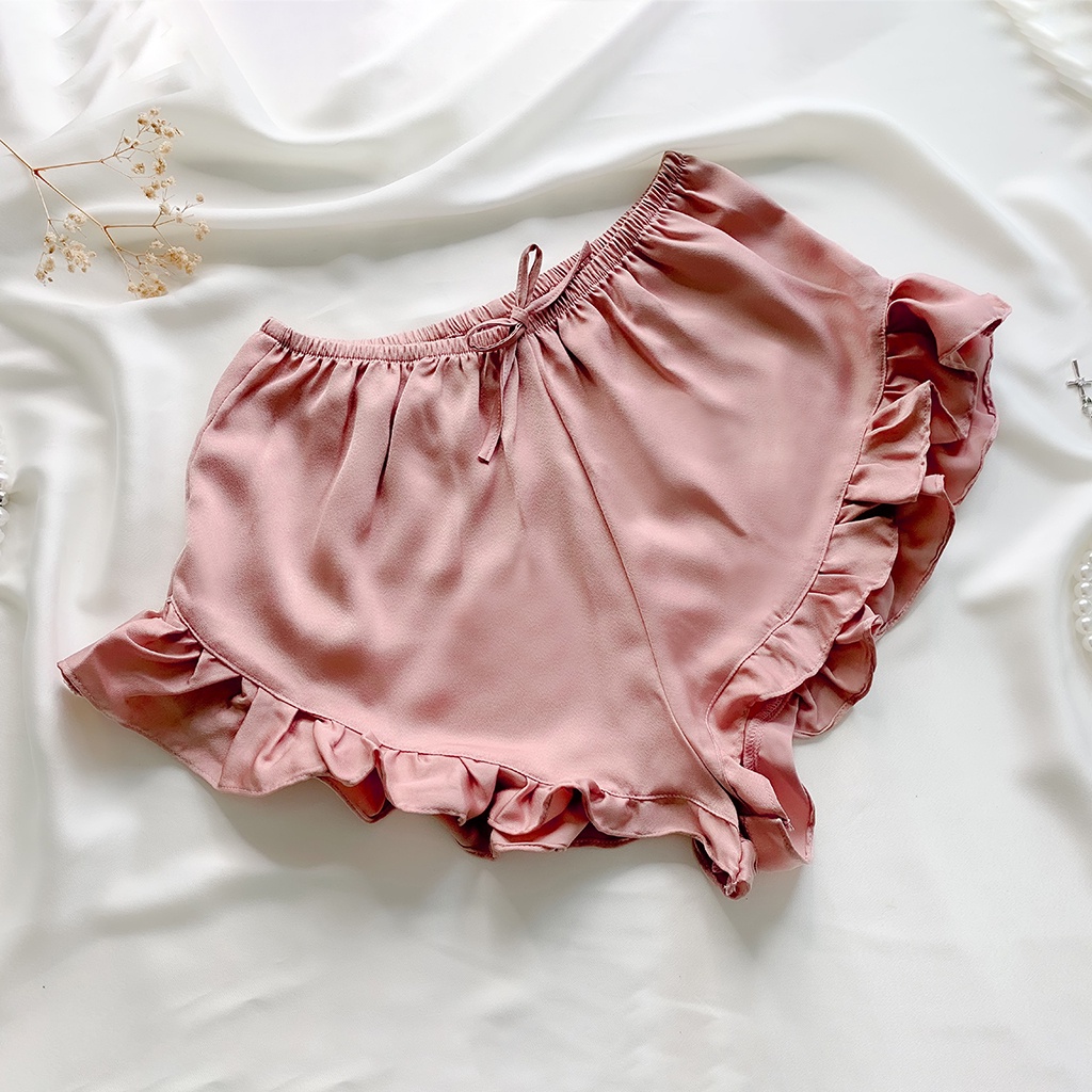 Quần Đùi Lụa Mặc Nhà Nữ Trơn Bèo La Pijama LQD02