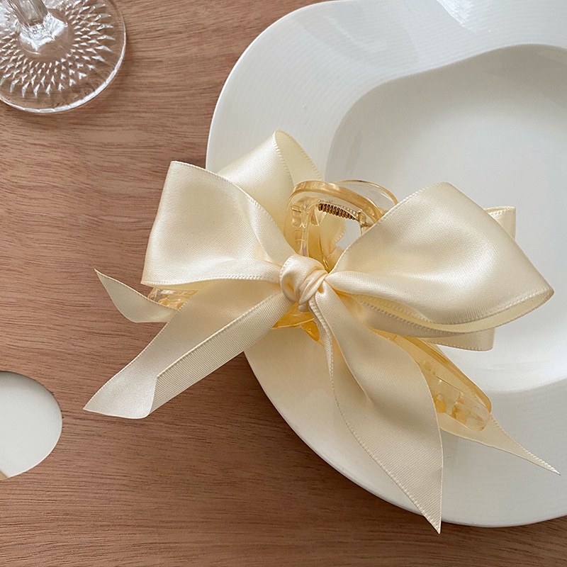 Kẹp tóc càng cua nơ vải phi bóng xinh xắn phong cách nữ tính cổ điển K25