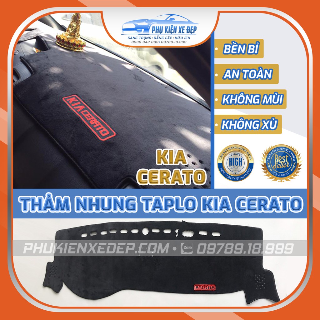 Thảm chống nóng taplo xe KIA CERATO chất liệu Nhung Lông cừu 3 lớp chống trượt