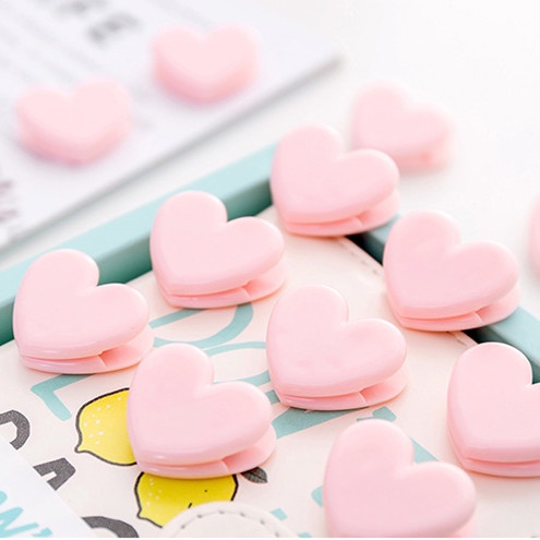 Kẹp Giấy Hình Trái Tim Màu Hồng Phong Cách Hàn Quốc Độc Đáo