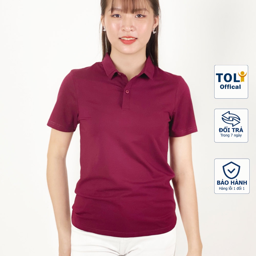 Áo thun nữ Cổ Sơ Mi (Cổ trụ) TOLI, chất cotton 4 chiều mềm mịn, co dãn Màu Tím Nho