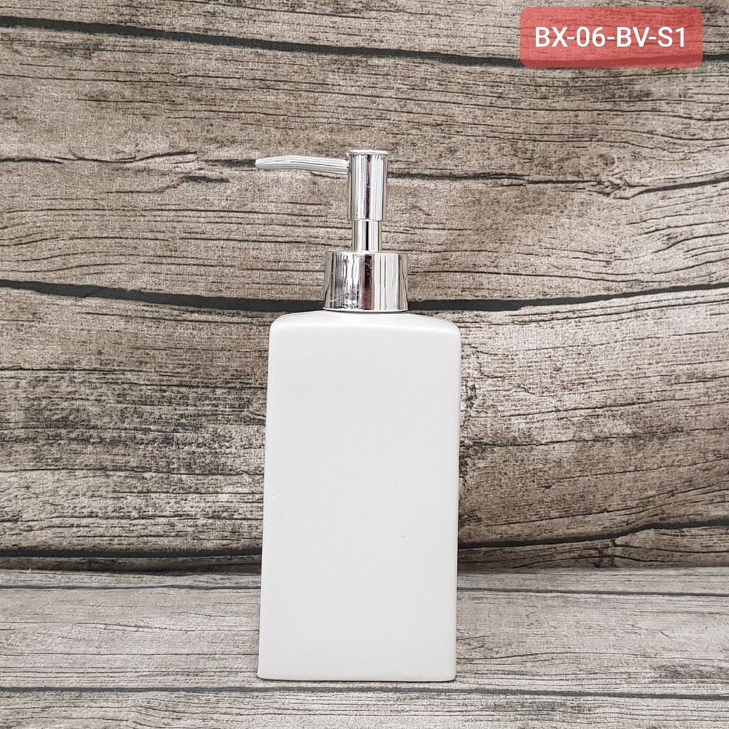 Sét bình vuông gốm trắng+Trắng mát