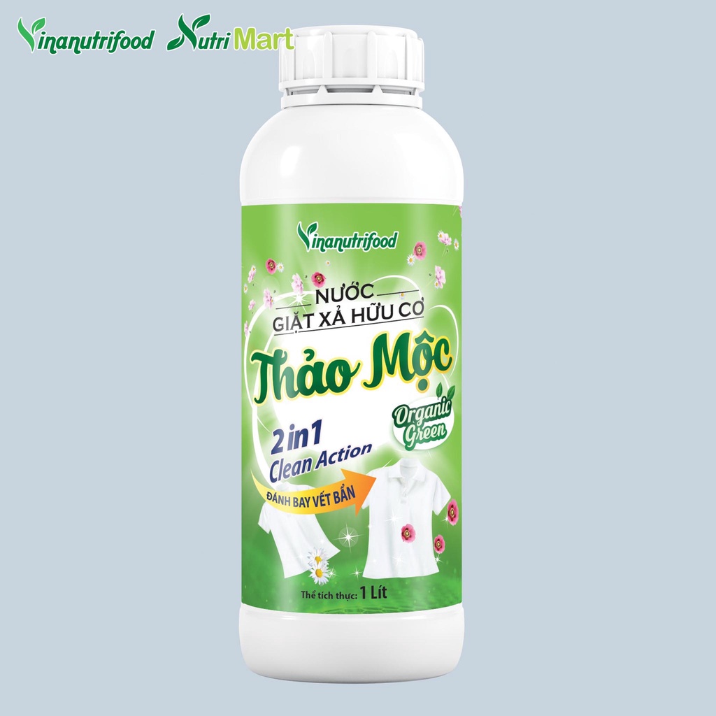 [Mã BMBAU50 giảm 50K đơn 150K] Nước Giặt - Xả Hữu Cơ Thảo Mộc Organic Green (2 in 1) Vinanutrifood, Chai 1000ml