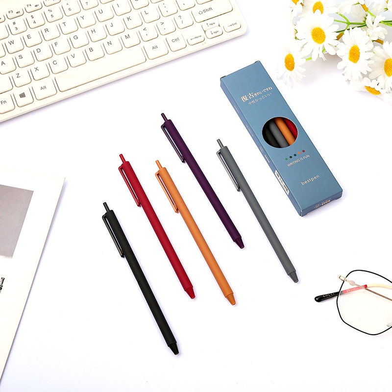 Set 5 Bút Mực Gel Đen Kiểu Dáng Đơn Giản