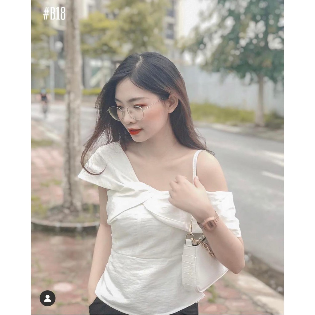 [HÀNG THIẾT KẾ CAO CẤP] Áo Lệch Vai Trắng Dễ Thương