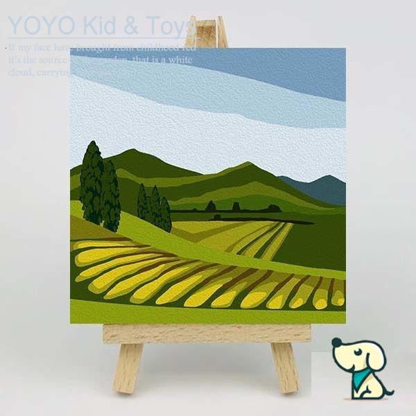 YoYo❤️Wall Art /Dầu Số Hóa Tự Tô Màu Theo Số/  DIY Canvas Acrylic Paint / Painting kit / Deco Colouring art / 20X20CM noframe Country View XH123