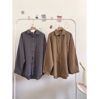 Áo sơ mi caro nhí dáng oversize