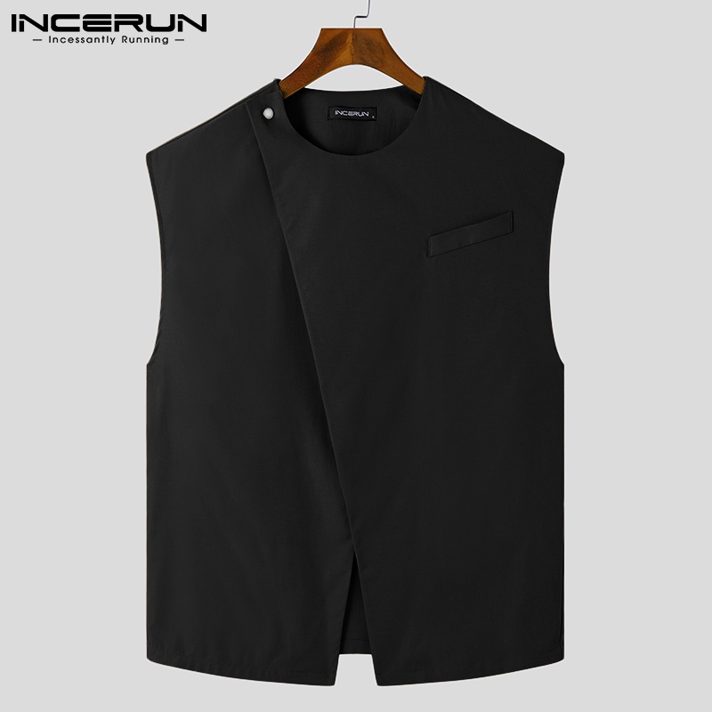 Áo ghi lê nam INCERUN nút cài bất đối xứng phong cách thời trang Hàn Quốc