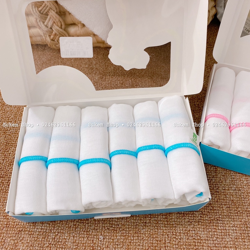 Khăn sữa hộp 100% cotton MIPBI Set 6c (MIPBI9)