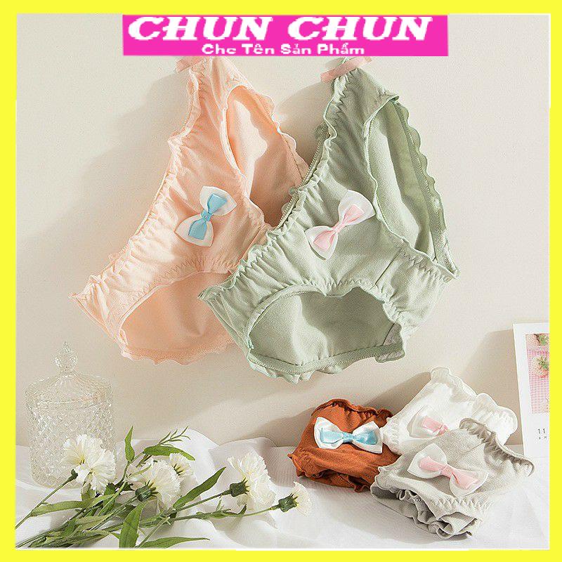 Quần lót nữ cotton gắn nơ siêu xinh Chunchun, quần chip cạp nhún vải đẹp kháng khuẩn 550.