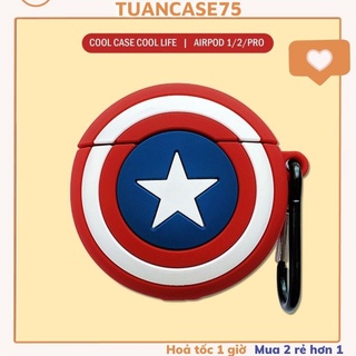 🔥 Case Ap 1/2 & Pro 🔥 Freeship 🔥 VỎ BỌC MODEL KHIÊN CAPTAIN AMERICA Cho Tai Nghe Không Dây (Bluetooth) - Tuancase75