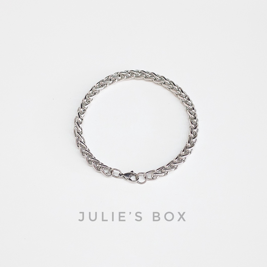 Vòng Tay Titan Unisex Dày 5MM Xích Basic Không Đen Không Hoen Gỉ Không Phai Màu Không Ngứa Bền julies box 66 bracelet