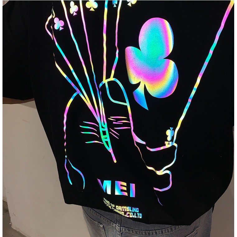 Áo thun phản quang lá bài cực chất bản to và bản nhỏ