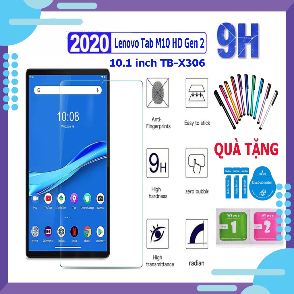 [FREESHIP] Kính cường lực Lenovo Tab M10 HD Gen 2 10.1 inch TB-X306 | Độ cứng 9H, dày 0.3 mm | Có quà tặng kèm