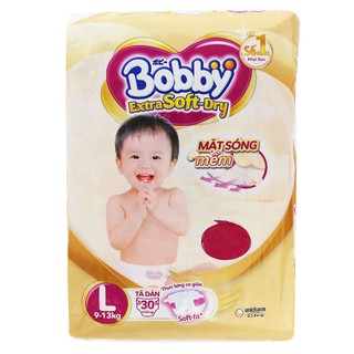 [CHÍNH HÃNG] Bỉm - Tã Dán Bobby Extra Soft-Dry Size L30 (Cho bé 9-13kg)