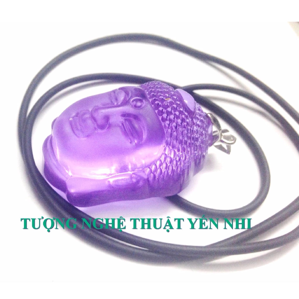 Dây chuyền đầu phật A Di Đà pha lê tím mặt 4x2,5cm