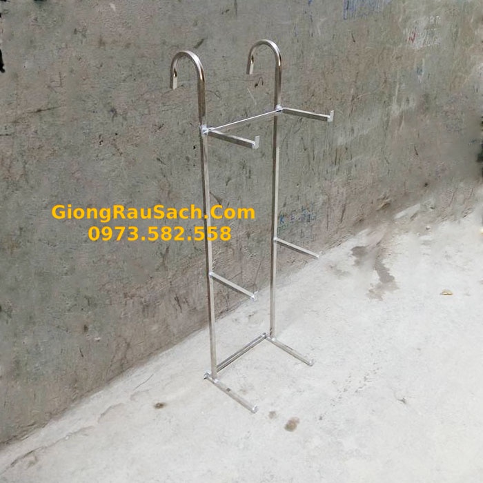 Giá Móc treo ban công 3 tầng kèm 3 Chậu dài thông minh 67*24*20cm