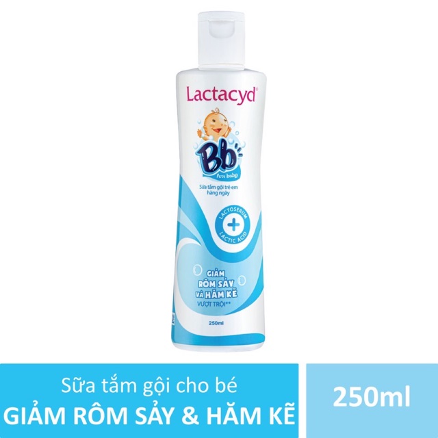 Sữa tắm gội trẻ em chống rôm sảy, hăm Lactacyd BB 250ml (An toàn cho trẻ sơ sinh và trẻ nhỏ)