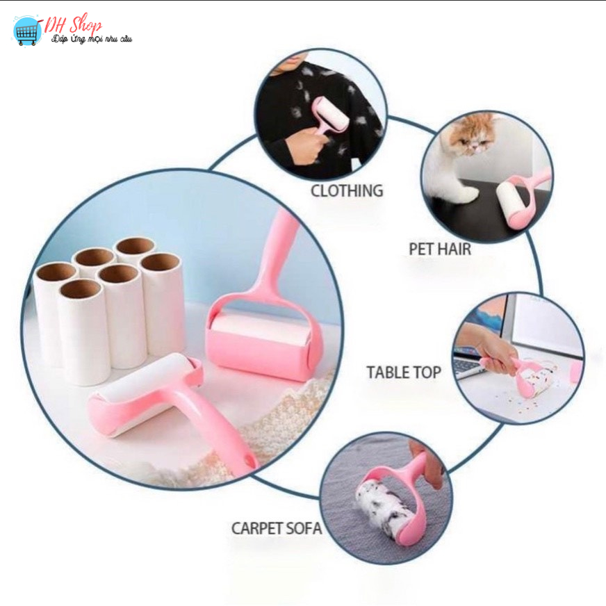 Cây lau bụi đa năng, loại sạch bụi bẩn, sợi vải bám trên quần áo, lông thú, tặng kèm 2 cuộn lau