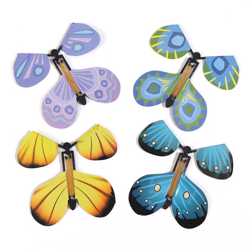 Bộ 10 đồ chơi bươm bướm bay lên năng lượng gió dây cao su cổ tích vui nhộn dành cho làm quà tặng