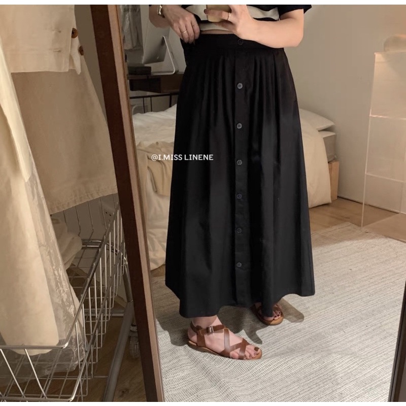 Chân váy thô 7 cúc xếp li KOREAN 6194