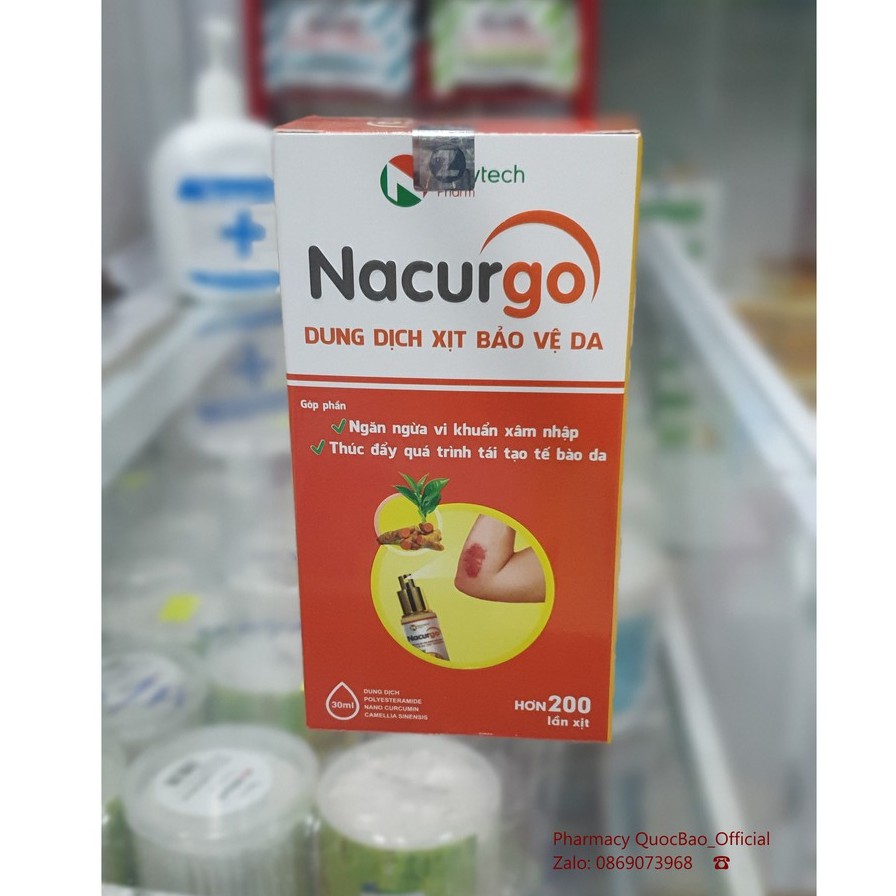 Nacurgo xịt Nghệ Nano - Giúp tái tạo da vết thương hở (Chai 12ml/30ml) - Nacurgo dung dịch rửa