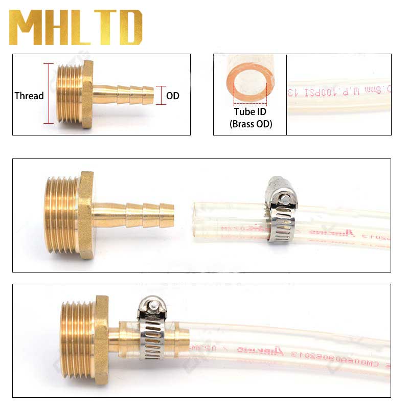 Đầu Nối Ống Nước Bằng Đồng 1 / 8 "1 / 4" 3 / 8 "1 / 2" - 6mm 8mm 10mm 12mm 14mm