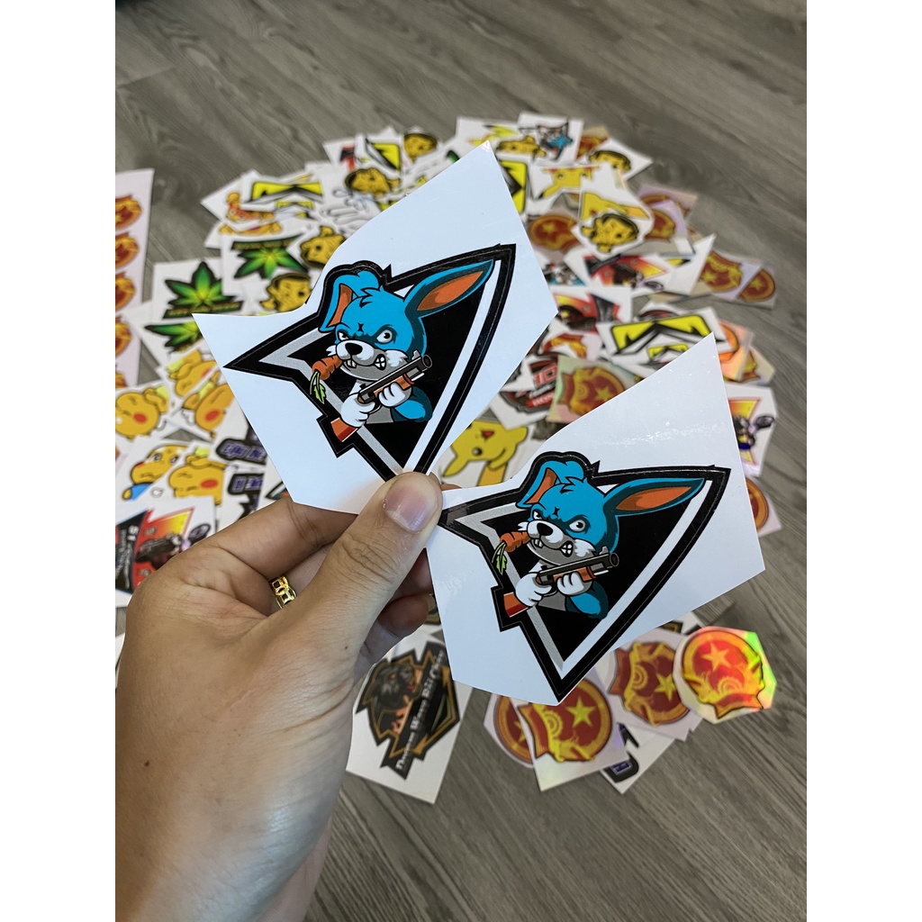 Tem Sticker Thỏ Chiến - 3Lớp cao cấp chống bong phai màu ! ( giá 1c )