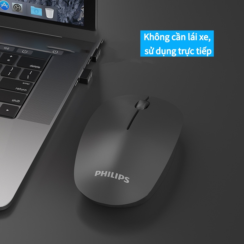 Chuột không dây chính hãng Philips siêu mỏng, chống mồ hôi, tuổi thọ pin dài, giảm tiếng ồn