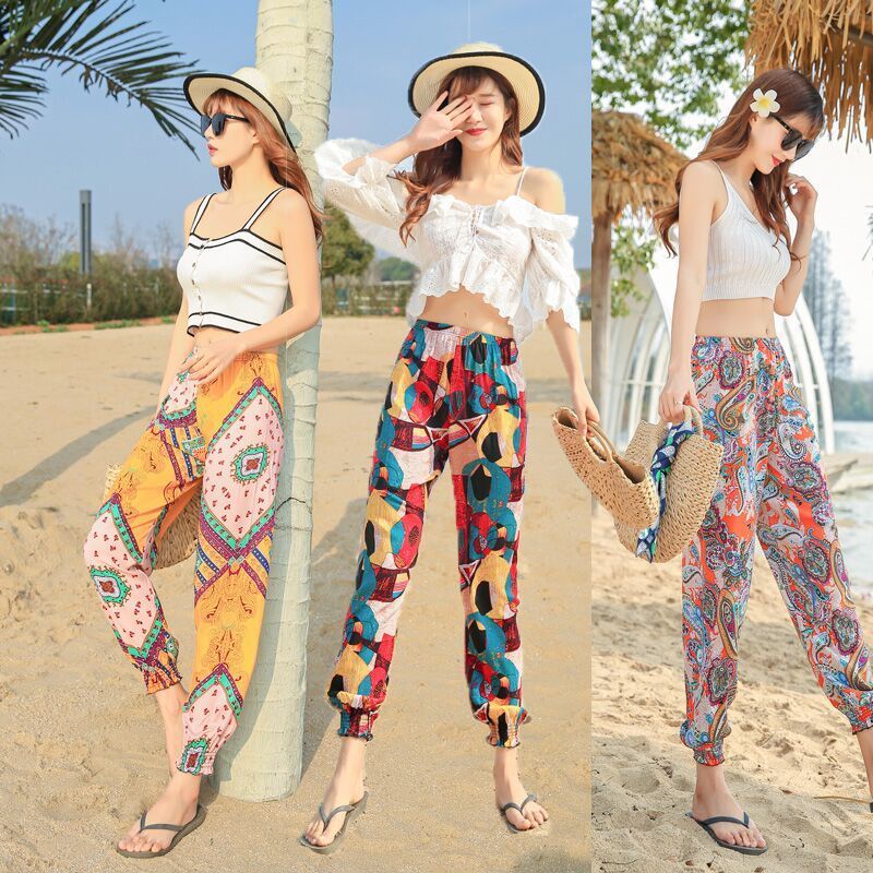 Quần Dài Chống Muỗi Bằng Cotton Lụa Nhân Tạo Phong Cách Thái Lan Thời Trang Mùa Hè Cho Nữ