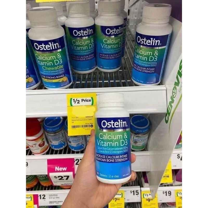 Viên Canxi & Vitamin D3 Ostelin Úc  130viên