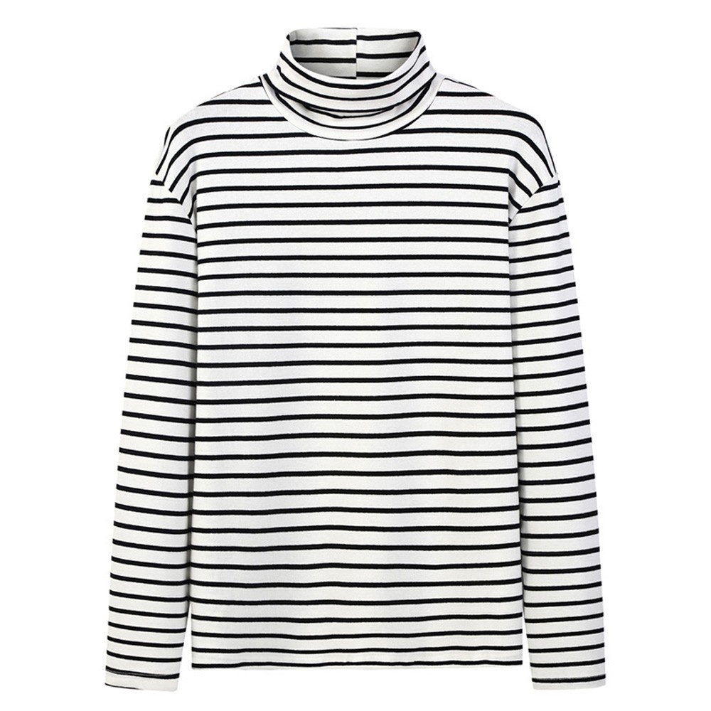 Áo thun tay dài cổ lọ họa tiết sọc thời trang mùa đông dành cho nam