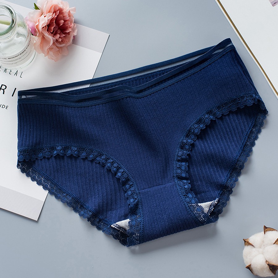 Combo 5 quần lót nữ gân tăm, 5 màu, chất liệu cotton thấm hút mồ hô