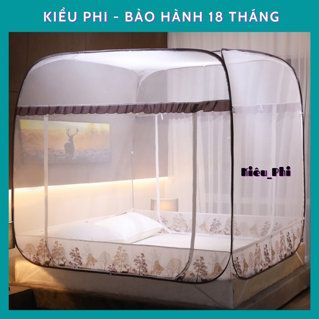 Màn chụp tự bung đỉnh vuông - mùng tự bung gia đình  1m2, 1m6, 1m8, 2m2  gấp gọn tiện dụng tự động