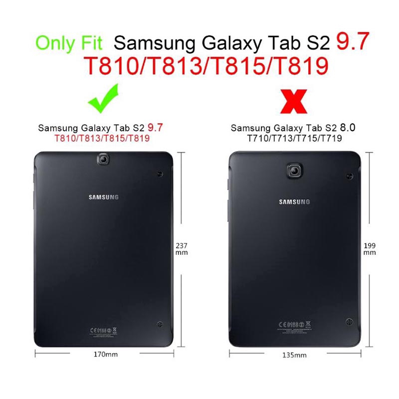 Bao da nắp gập từ tính thông minh nhiều màu sang trọng bảo vệ máy tính bảng Samsung Galaxy TAB S2 9.7 T810 T813
