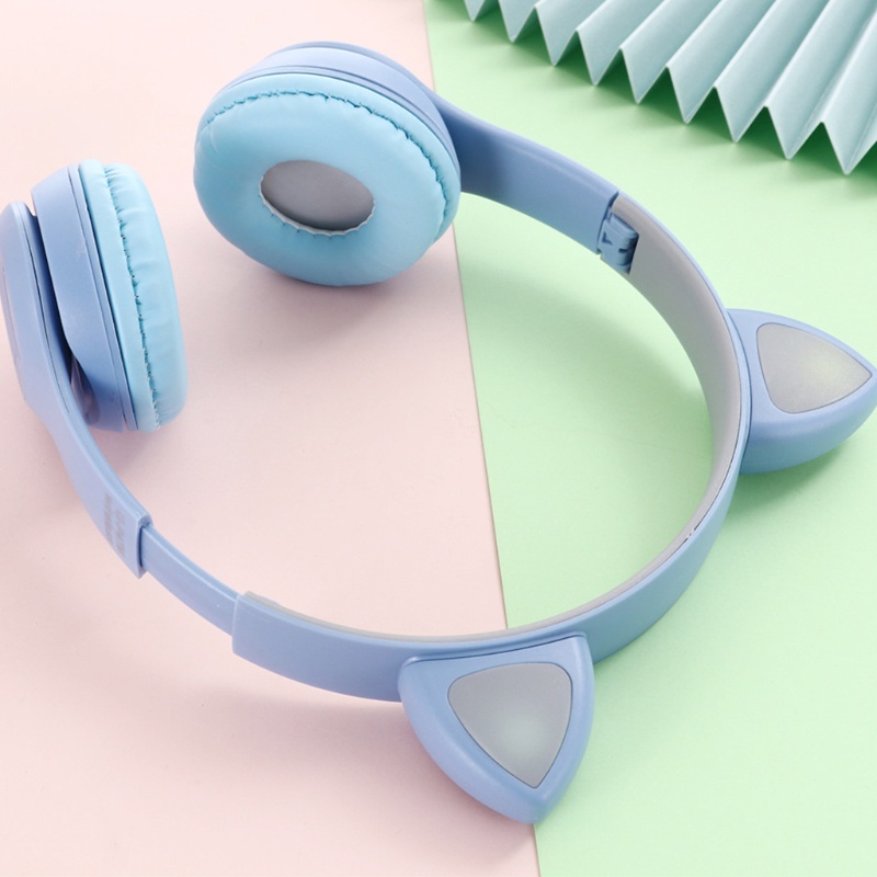 Tai Nghe Chụp Tai Bluetooth P47M Có Đèn LED Hình Tai Mèo Dễ Thương