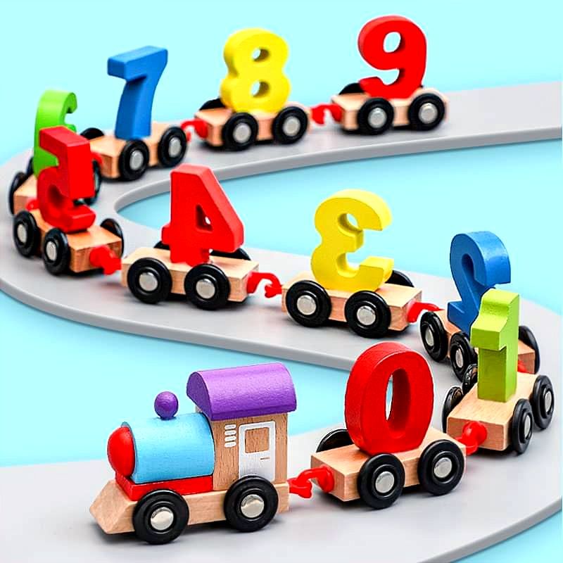 Đồ Chơi Đoàn Tàu Chở Chữ Số Bằng Gỗ