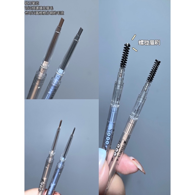 Chì kẻ mày  FLORTTE Bút Kẻ Lông Mày Dạng Phẩy Sợi Chống Thấm Nước Và Mồ Hôi Thiết Kế Hai Đầu Tiện Dụng
