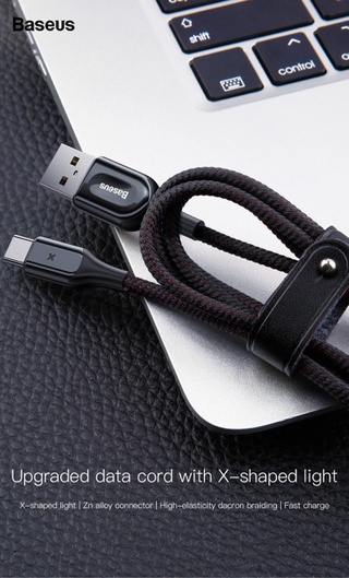 Cáp sạc nhanh S8/S8+,S9/S9+, Note8,Note9 Chuẩn BASEUS X-Shaped Light