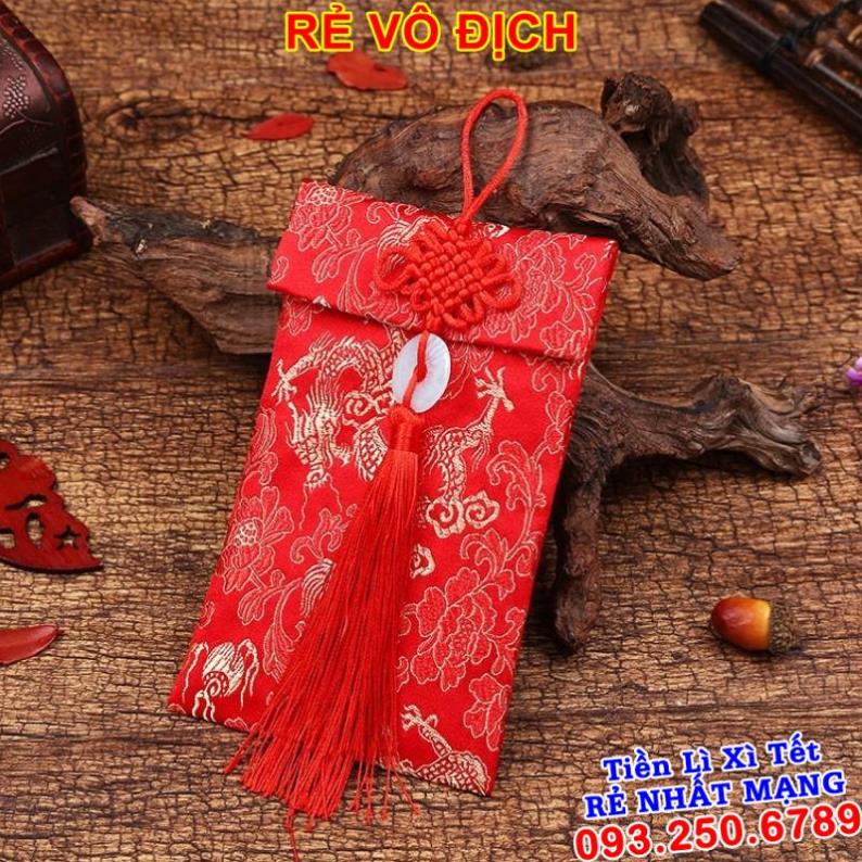 Bao lì xì gấm - HOA VĂN RỒNG NGỌC BỘI DỌC