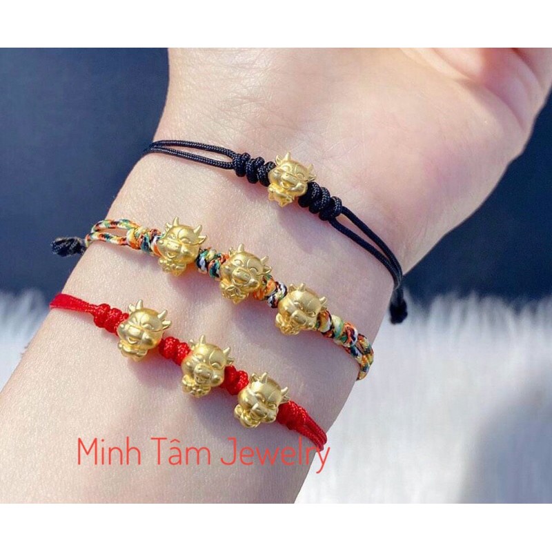 Charm trâu #vàng 24k mini Vòng tay dây cước trâu 24 kara-Minh Tâm Jewelry