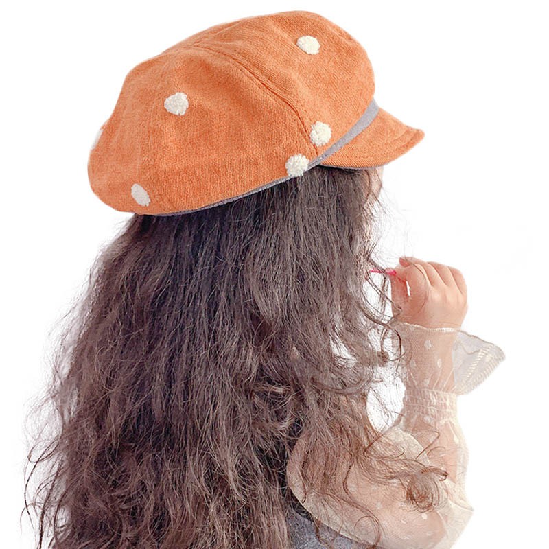 Mũ nồi beret họa tiết chấm bi xinh xắn thời trang dành cho bé gái