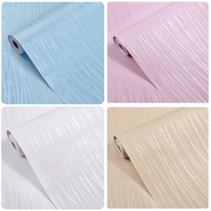 Giấy Dán Tường Sợi Nổi Nhiều Màu 💖𝑭𝒓𝒆𝒆𝒔𝒉𝒊𝒑💖 Có Keo Sẵn Khổ 45cm*10m