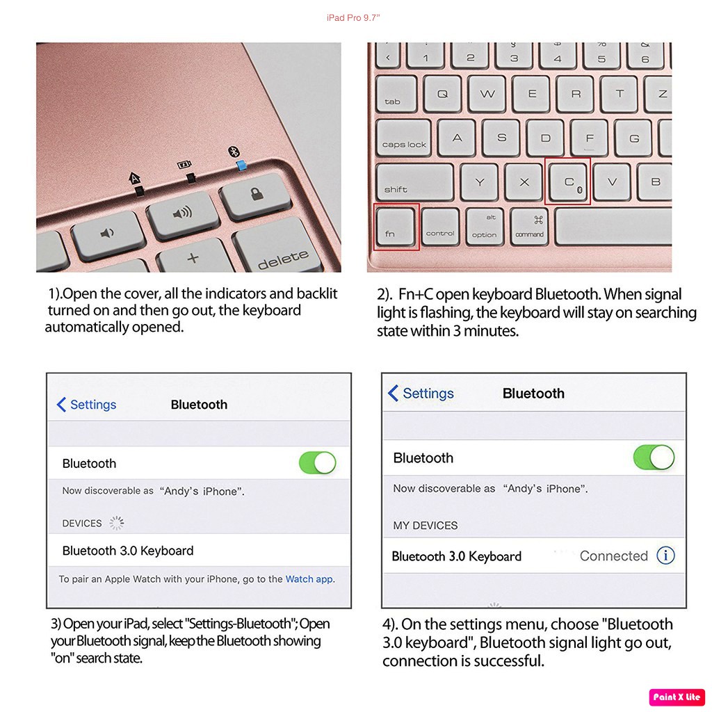 Bao da kiêm bàn phím Bluetooth F8Spro cho ipad Pro 9.7 (Rose Gold)