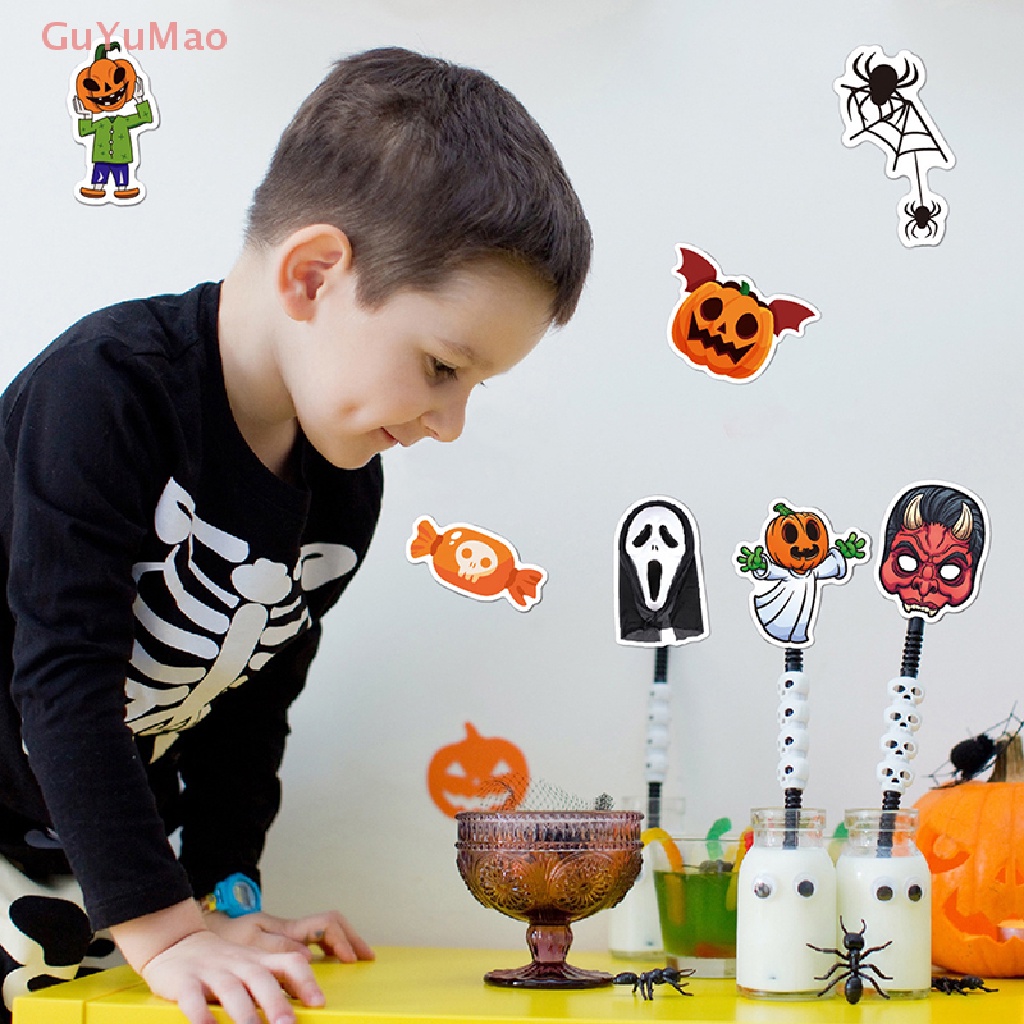 Set 50 Miếng Dán Graffiti Hình Bí Ngô Halloween Trang Trí Laptop / Ván Trượt / Guitar