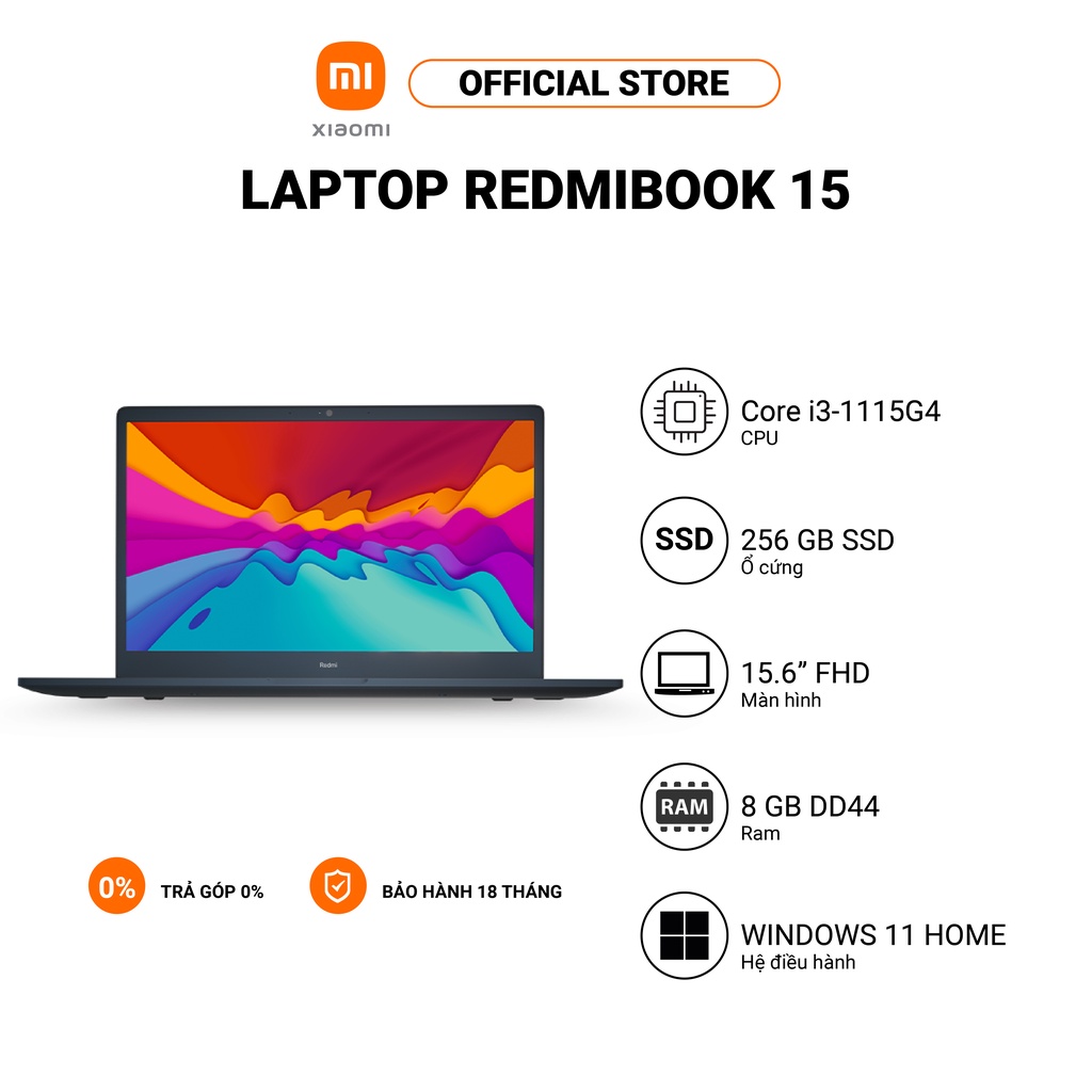 [Mã ELBAUCN2 Giảm 250K] Laptop Redmibook 15 Xiaomi 15.6'' FHD Core (i3-1115G4/i5-11300H)|8GB RAM|256GB/512GB S