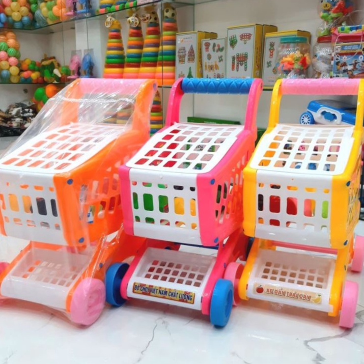 🔥HOT🔥 Xe Đẩy Siêu Thị Cho Bé Kèm Đồ Chơi Cho Bé Tập Đi Chợ, Chở Búp Bê, Thú Bông Đi Chơi. Xe HT7880 Phát Triển Kỹ Năn