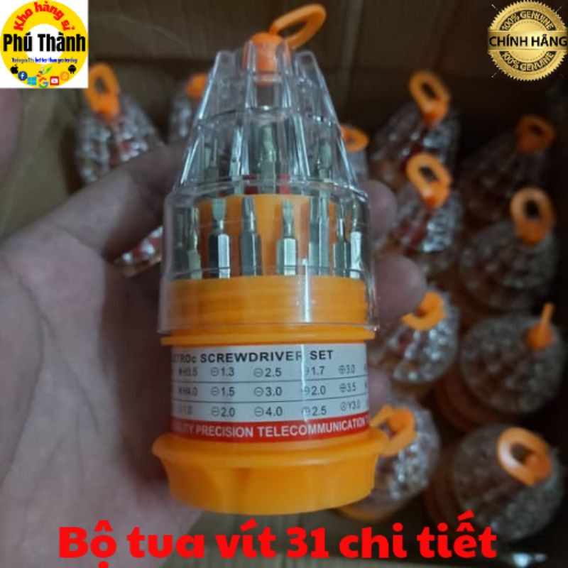 Bộ tua vit 31 đầu nhỏ gọn bỏ túi mang đi, dụng cụ cầm tay đa năng - Kho hàng sỉ Phú Thành