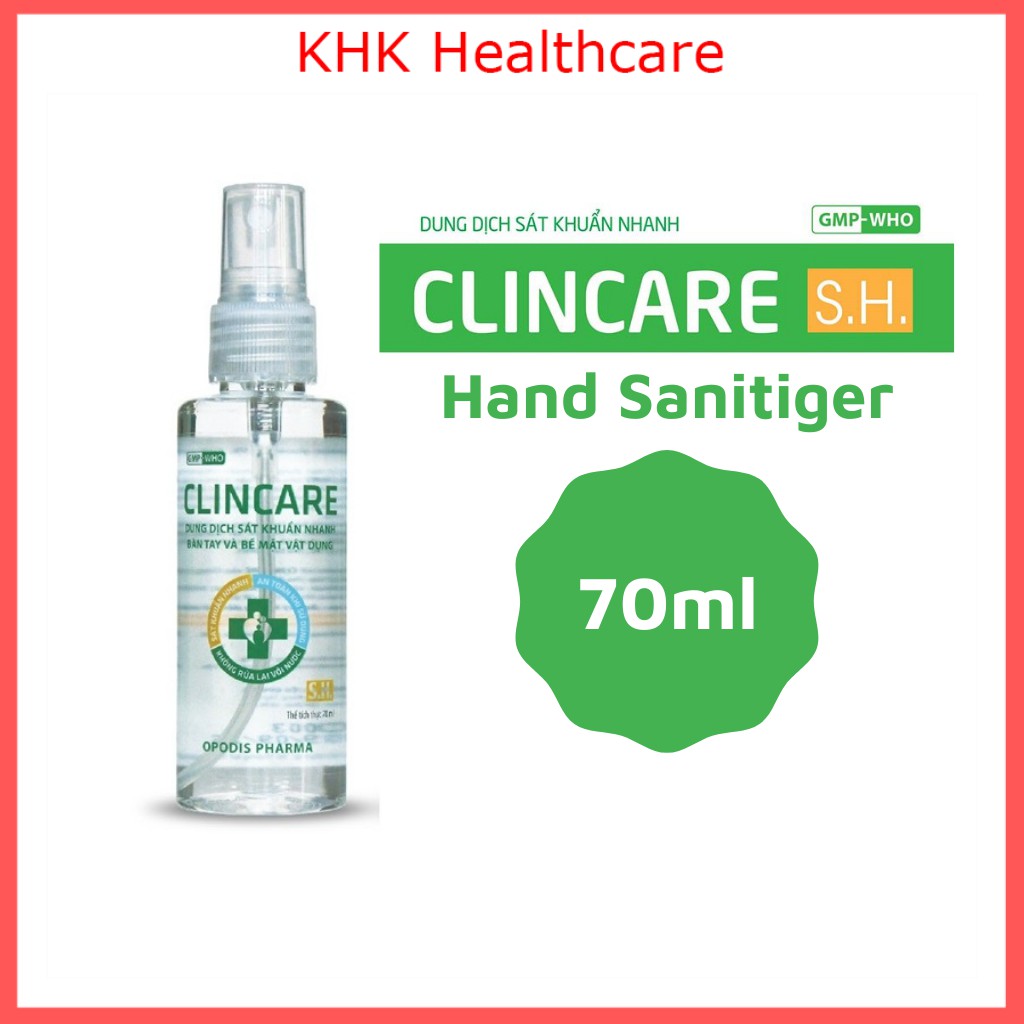 Dung dịch sát khuẩn tay nhanh Clincare 70ml (vòi xịt tiện lợi)